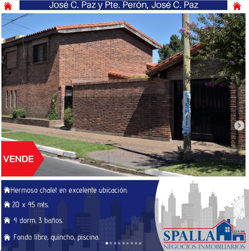 Hermoso Chalet en Venta - 6 Ambientes - Zona Jose C. Paz