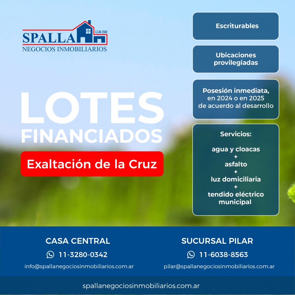 LOTES - "BARRIO PARQUE LOS ROBLES" - PARADA ROBLES, EXALTACION DE LA CRUZ