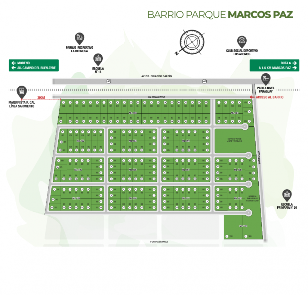 Venta de Lote en Barrio Parque Marcos Paz - Barrio Abierto - Marcos Paz