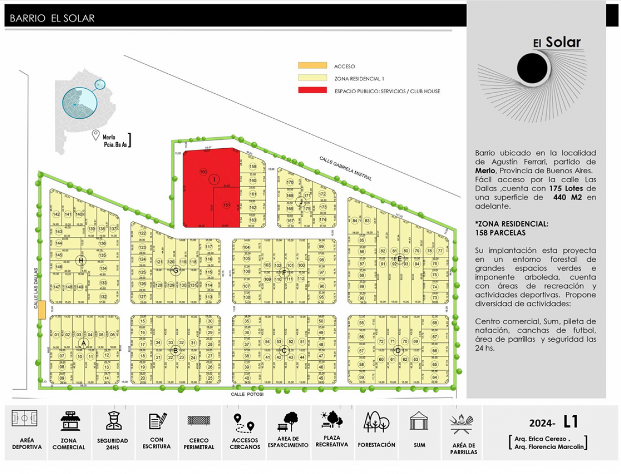 Lotes en Barrio Semicerrado El Solar - Mariano Acosta - Partido de Merlo