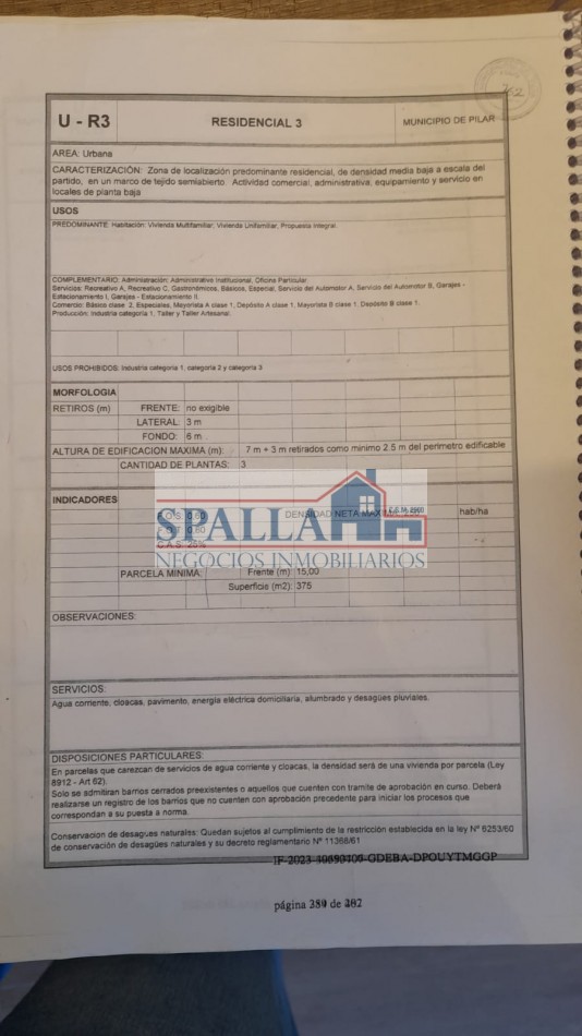 LOTE EN ALQUILER A METROS PANAMERICANA RAMAL PILAR KM 53 - ZONIFICACION U - R3